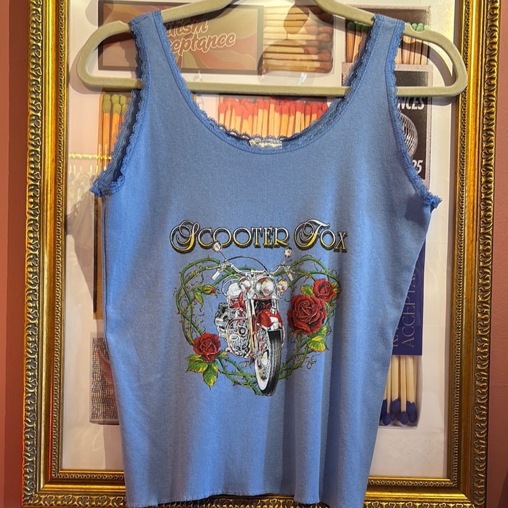 Vintage Blue Scooter Fox Tank Top